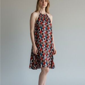 Funky People Multicolor Patterned Midi Halter Dress Size Medium